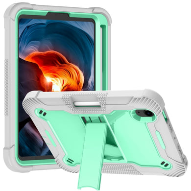 For iPad mini 6 Silicone + PC Shockproof Protective Tablet Case with Holder(Gray + Green)