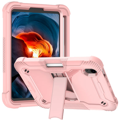 For iPad mini 6 Silicone + PC Shockproof Protective Tablet Case with Holder(Rose Gold)