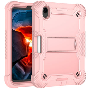 For iPad mini 6 Silicone + PC Shockproof Protective Tablet Case with Holder(Rose Gold)