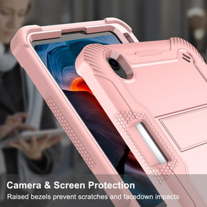 For iPad mini 6 Silicone + PC Shockproof Protective Tablet Case with Holder(Rose Gold)