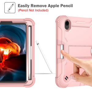 For iPad mini 6 Silicone + PC Shockproof Protective Tablet Case with Holder(Rose Gold)