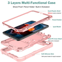 For iPad mini 6 Silicone + PC Shockproof Protective Tablet Case with Holder(Rose Gold)