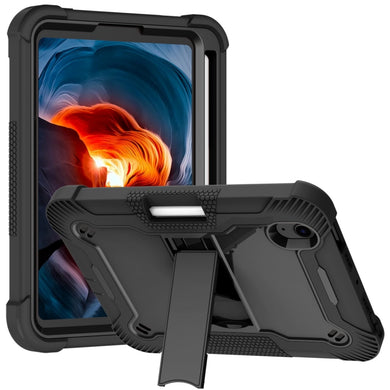 For iPad mini 6 Silicone + PC Shockproof Protective Tablet Case with Holder(Black)