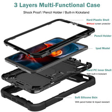 For iPad mini 6 Silicone + PC Shockproof Protective Tablet Case with Holder(Black)