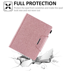 For iPad Pro 12.9 2022 / 2021 / 2020 / 2018 Glitter Powder Horizontal Flip Leather Tablet Case with Holder & Card Slot & Photo Frame & Wallet(Pink)