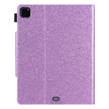 For iPad Pro 12.9 2022 / 2021 / 2020 / 2018 Glitter Powder Horizontal Flip Leather Tablet Case with Holder & Card Slot & Photo Frame & Wallet(Purple)