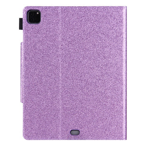 For iPad Pro 12.9 2022 / 2021 / 2020 / 2018 Glitter Powder Horizontal Flip Leather Tablet Case with Holder & Card Slot & Photo Frame & Wallet(Purple)