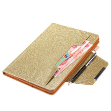 For iPad Pro 12.9 2022 / 2021 / 2020 / 2018 Glitter Powder Horizontal Flip Leather Tablet Case with Holder & Card Slot & Photo Frame & Wallet(Gold)