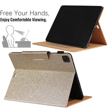 For iPad Pro 12.9 2022 / 2021 / 2020 / 2018 Glitter Powder Horizontal Flip Leather Tablet Case with Holder & Card Slot & Photo Frame & Wallet(Gold)