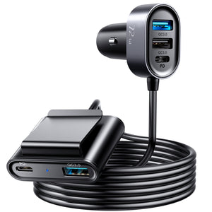 JOYROOM JR-CL05 72W 2 PD USB-C / Type-C + 3 QC 3.0 USB Fast Car Charger(Black)