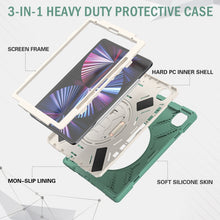 For iPad Pro 12.9 2022 / 2021 Silicone + PC Protective Tablet Case with Holder & Shoulder Strap(Emerald Green)