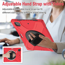 For iPad Pro 12.9 2022 / 2021 Silicone + PC Protective Tablet Case with Holder & Shoulder Strap(Red)