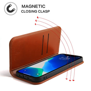 For iPhone 13 Genuine Leather Horizontal Flip Leather Case with Holder & Card Slots & Wallet(Brown)