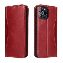 For iPhone 13 Pro Genuine Leather Horizontal Flip Leather Case with Holder & Card Slots & Wallet (Wine Red)