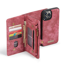 For iPhone 13 Pro Max CaseMe-008 Detachable Multifunctional Horizontal Flip Leather Case with Card Slot & Holder & Zipper Wallet & Photo Frame (Red)