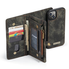 For iPhone 13 CaseMe-008 Detachable Multifunctional Horizontal Flip Leather Case with Card Slot & Holder & Zipper Wallet & Photo Frame(Black)