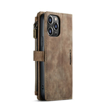 For iPhone 13 Pro Max CaseMe-C30 PU + TPU Multifunctional Horizontal Flip Leather Case with Holder & Card Slot & Wallet & Zipper Pocket (Brown)