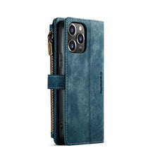 For iPhone 13 Pro Max CaseMe-C30 PU + TPU Multifunctional Horizontal Flip Leather Case with Holder & Card Slot & Wallet & Zipper Pocket (Blue)