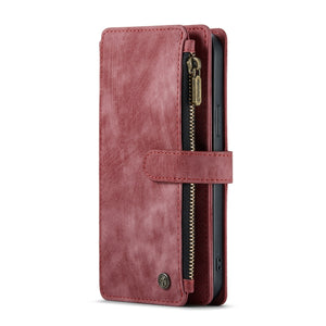 For iPhone 13 Pro CaseMe-C30 PU + TPU Multifunctional Horizontal Flip Leather Case with Holder & Card Slot & Wallet & Zipper Pocket (Red)