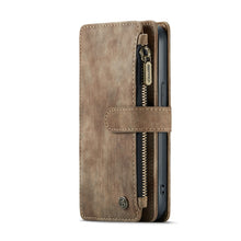 For iPhone 13 CaseMe-C30 PU + TPU Multifunctional Horizontal Flip Leather Case with Holder & Card Slot & Wallet & Zipper Pocket(Brown)