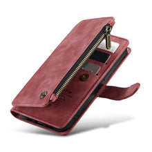 For iPhone 13 CaseMe-C30 PU + TPU Multifunctional Horizontal Flip Leather Case with Holder & Card Slot & Wallet & Zipper Pocket(Red)