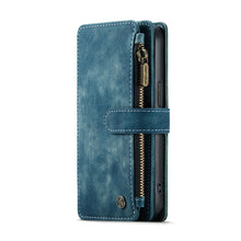 For iPhone 13 CaseMe-C30 PU + TPU Multifunctional Horizontal Flip Leather Case with Holder & Card Slot & Wallet & Zipper Pocket(Blue)