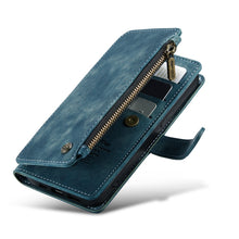 For iPhone 13 CaseMe-C30 PU + TPU Multifunctional Horizontal Flip Leather Case with Holder & Card Slot & Wallet & Zipper Pocket(Blue)