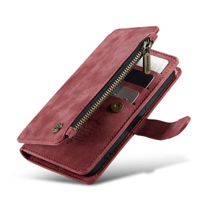 For iPhone 13 mini CaseMe-C30 PU + TPU Multifunctional Horizontal Flip Leather Case with Holder & Card Slot & Wallet & Zipper Pocket (Red)