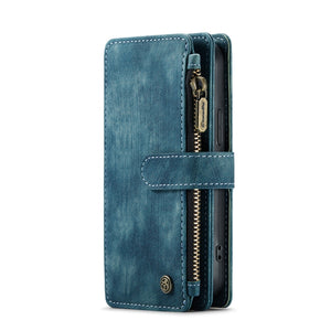 For iPhone 13 mini CaseMe-C30 PU + TPU Multifunctional Horizontal Flip Leather Case with Holder & Card Slot & Wallet & Zipper Pocket (Blue)