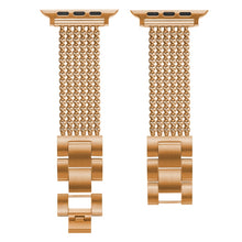 Six-chains Three-beads Steel Watch Band For Apple Watch Series 8&7 41mm / SE 2&6&SE&5&4 40mm / 3&2&1 38mm(Rose Gold)