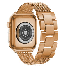 Six-chains Three-beads Steel Watch Band For Apple Watch Series 8&7 41mm / SE 2&6&SE&5&4 40mm / 3&2&1 38mm(Rose Gold)