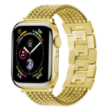 Six-chains Three-beads Steel Watch Band For Apple Watch Ultra 49mm / Series 8&7 45mm / SE 2&6&SE&5&4 44mm / 3&2&1 42mm(Gold)