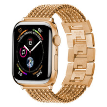 Six-chains Three-beads Steel Watch Band For Apple Watch Ultra 49mm / Series 8&7 45mm / SE 2&6&SE&5&4 44mm / 3&2&1 42mm(Rose Gold)