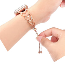 Heart Metal Watch Band For Apple Watch Series 8&7 41mm / SE 2&6&SE&5&4 40mm / 3&2&1 38mm(Black)