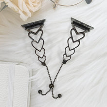 Heart Metal Watch Band For Apple Watch Ultra 49mm / Series 8&7 45mm / SE 2&6&SE&5&4 44mm / 3&2&1 42mm(Black)