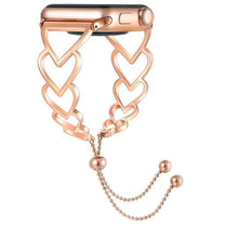 Heart Metal Watch Band For Apple Watch Ultra 49mm / Series 8&7 45mm / SE 2&6&SE&5&4 44mm / 3&2&1 42mm(Rose Gold)