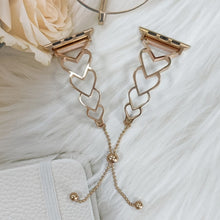 Heart Metal Watch Band For Apple Watch Ultra 49mm / Series 8&7 45mm / SE 2&6&SE&5&4 44mm / 3&2&1 42mm(Rose Gold)