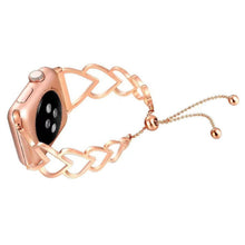 Heart Metal Watch Band For Apple Watch Ultra 49mm / Series 8&7 45mm / SE 2&6&SE&5&4 44mm / 3&2&1 42mm(Rose Gold)