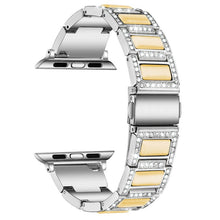 Three-beads Diamond + Gemstone Watch Band For Apple Watch Series 8&7 41mm / SE 2&6&SE&5&4 40mm / 3&2&1 38mm(Silver White)