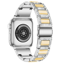 Three-beads Diamond + Gemstone Watch Band For Apple Watch Series 8&7 41mm / SE 2&6&SE&5&4 40mm / 3&2&1 38mm(Silver White)