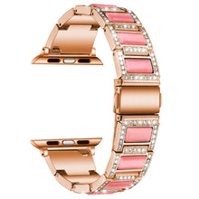 Three-beads Diamond + Gemstone Watch Band For Apple Watch Ultra 49mm / Series 8&7 45mm / SE 2&6&SE&5&4 44mm / 3&2&1 42mm(Rose Gold Pink)