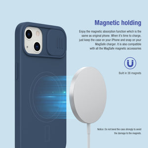 For iPhone 13 NILLKIN CamShield MagSafe Magnetic Liquid Silicone + PC Full Coverage Case(Blue)