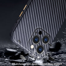 For iPhone 13 Pro R-JUST Carbon Fiber Leather Texture All-inclusive Shockproof Back Cover Case (Grey)