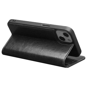 For iPhone 13 mini QIALINO Horizontal Flip Leather Case with Holder & Card Slots & Wallet (Black)