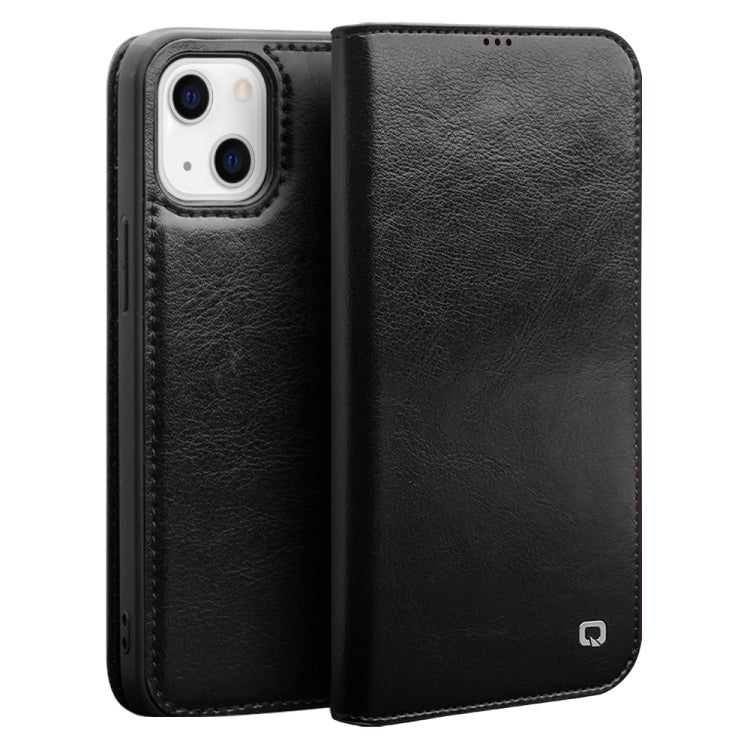 For iPhone 13 mini QIALINO Horizontal Flip Leather Case with Holder & Card Slots & Wallet (Black)