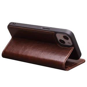 For iPhone 13 mini QIALINO Horizontal Flip Leather Case with Holder & Card Slots & Wallet (Brown)