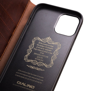 For iPhone 13 QIALINO Horizontal Flip Leather Case with Holder & Card Slots & Wallet Pro(Brown)