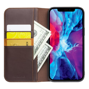 For iPhone 13 Pro QIALINO Business Horizontal Flip Leather Case with Holder & Card Slots & Wallet (Brown)