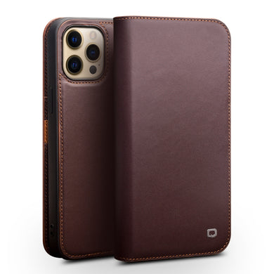 For iPhone 13 Pro Max QIALINO Business Horizontal Flip Leather Case with Holder & Card Slots & Wallet (Brown)