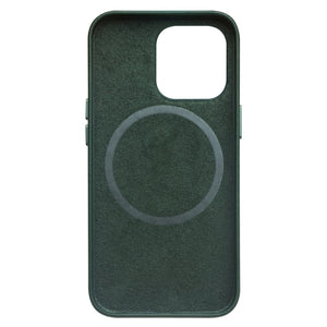 For iPhone 13 Pro Max QIALINO Nappa Cowhide MagSafe Magnetic Protective Case (Dark Green)